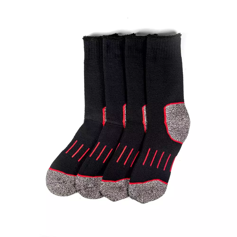 10 x Mens Explorer Copper Crew Socks Black / Grey Marle