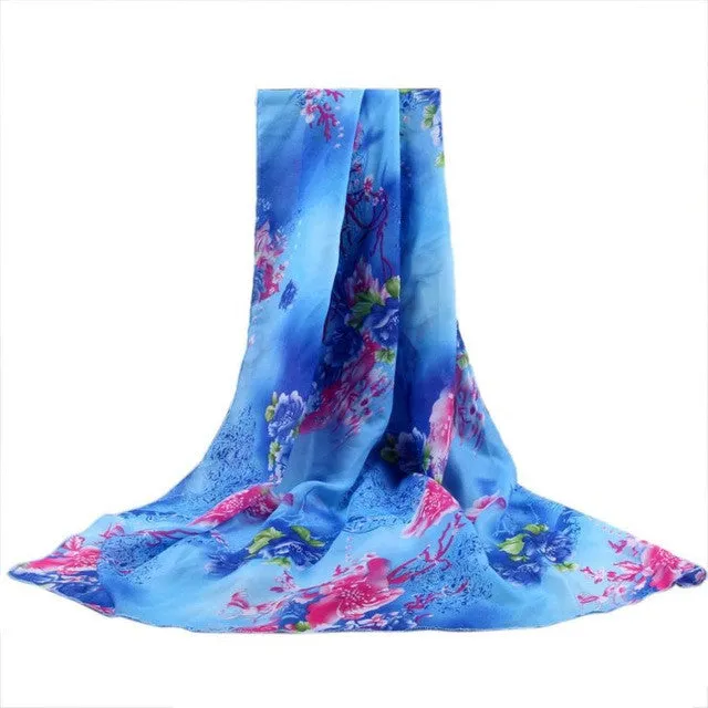 160*50cm   Print Chiffon Scarf Big Size Square Scarf Women Wrap Beach Cover Up Female womens scarfs fashionable YLYL GS