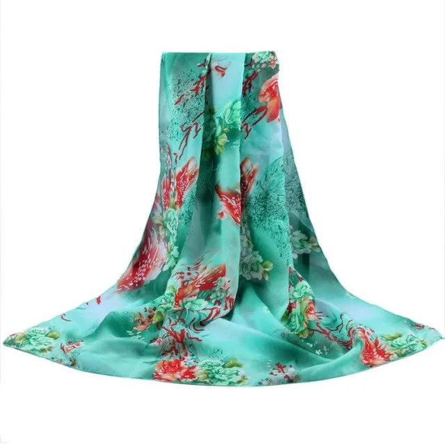 160*50cm   Print Chiffon Scarf Big Size Square Scarf Women Wrap Beach Cover Up Female womens scarfs fashionable YLYL GS