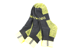 3 x Mens Bonds Explorer Tough Work Quarter Crew Cotton Socks - Black/Yellow