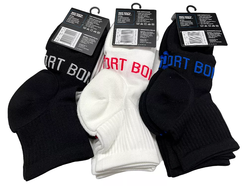 30 X Bonds Mens Ultimate Comfort Quarter Crew Sport Socks Assorted