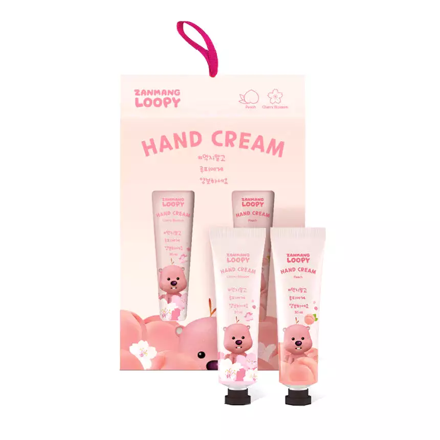 5 SET Zanmang Loopy Character Hand Creams Cute Small Gifts 30ml 2 pieces Peach Cherry Blossom Scent