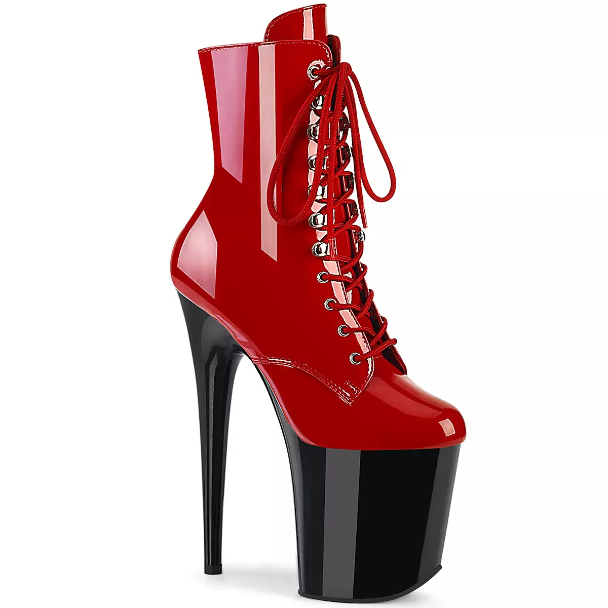 8 Inch Heel FLAMINGO-1020 Red Patent Black