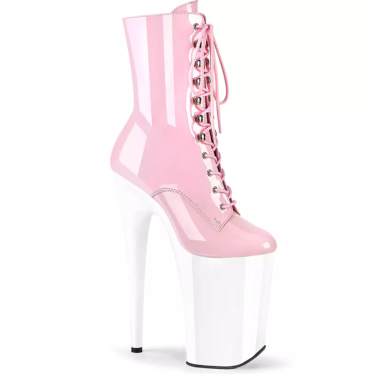 9 Inch Heel INFINITY-1020 Baby Pink Patent White