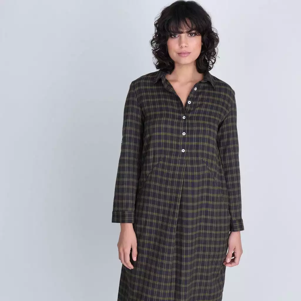 Alexa Cotton Flannel Shirt Dress | Check