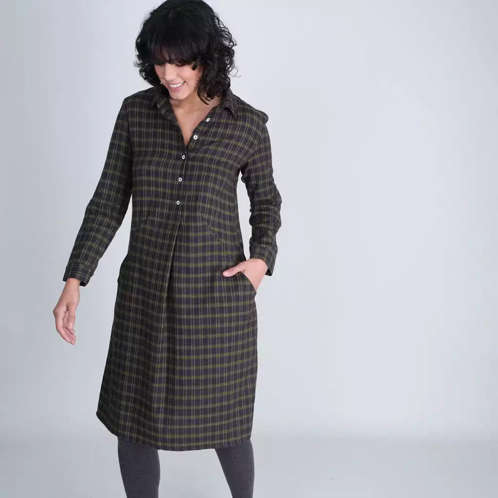 Alexa Cotton Flannel Shirt Dress | Check