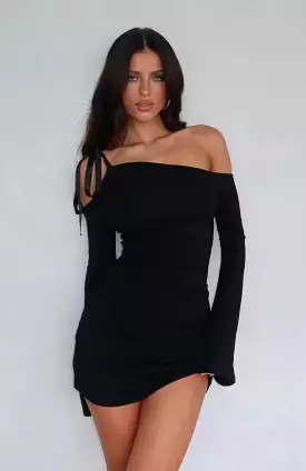 All Lights On Me Long Sleeve Mini Dress Black