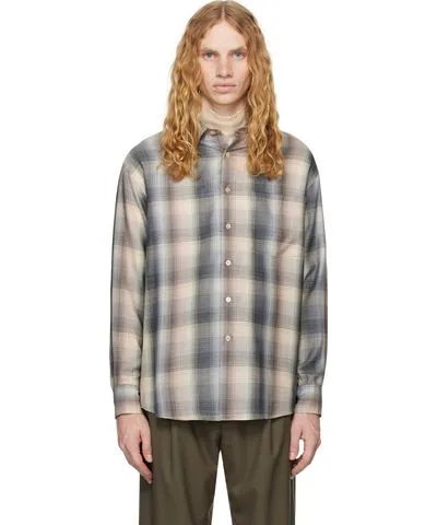 AURALEE Beige Super Light Wool Check Shirt