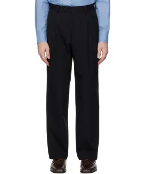 AURALEE Black Light Wool Max Gabardine Two-Tuck Trousers