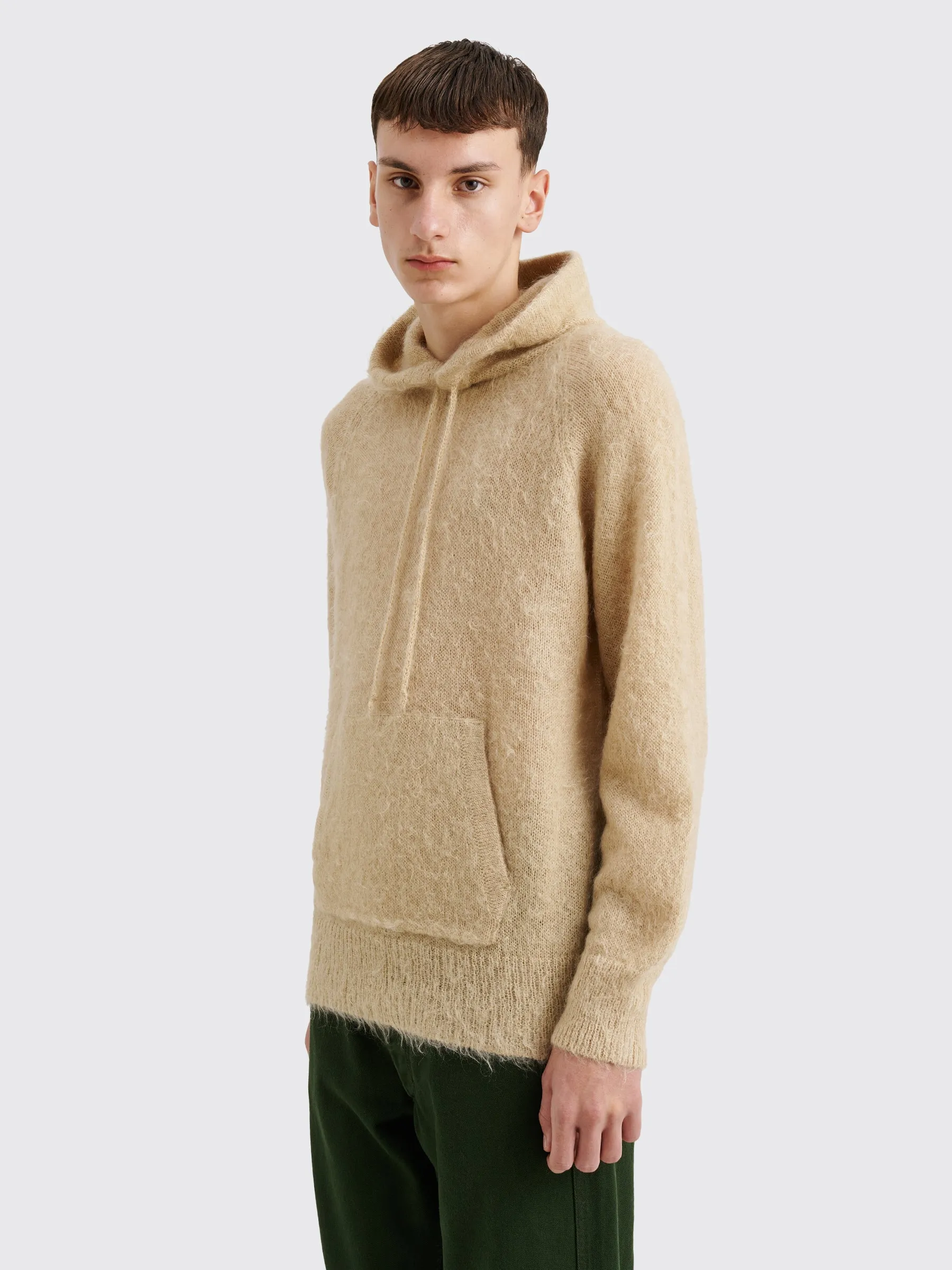 Auralee Brushed Super Kid Mohair Knit P/O Parka Beige