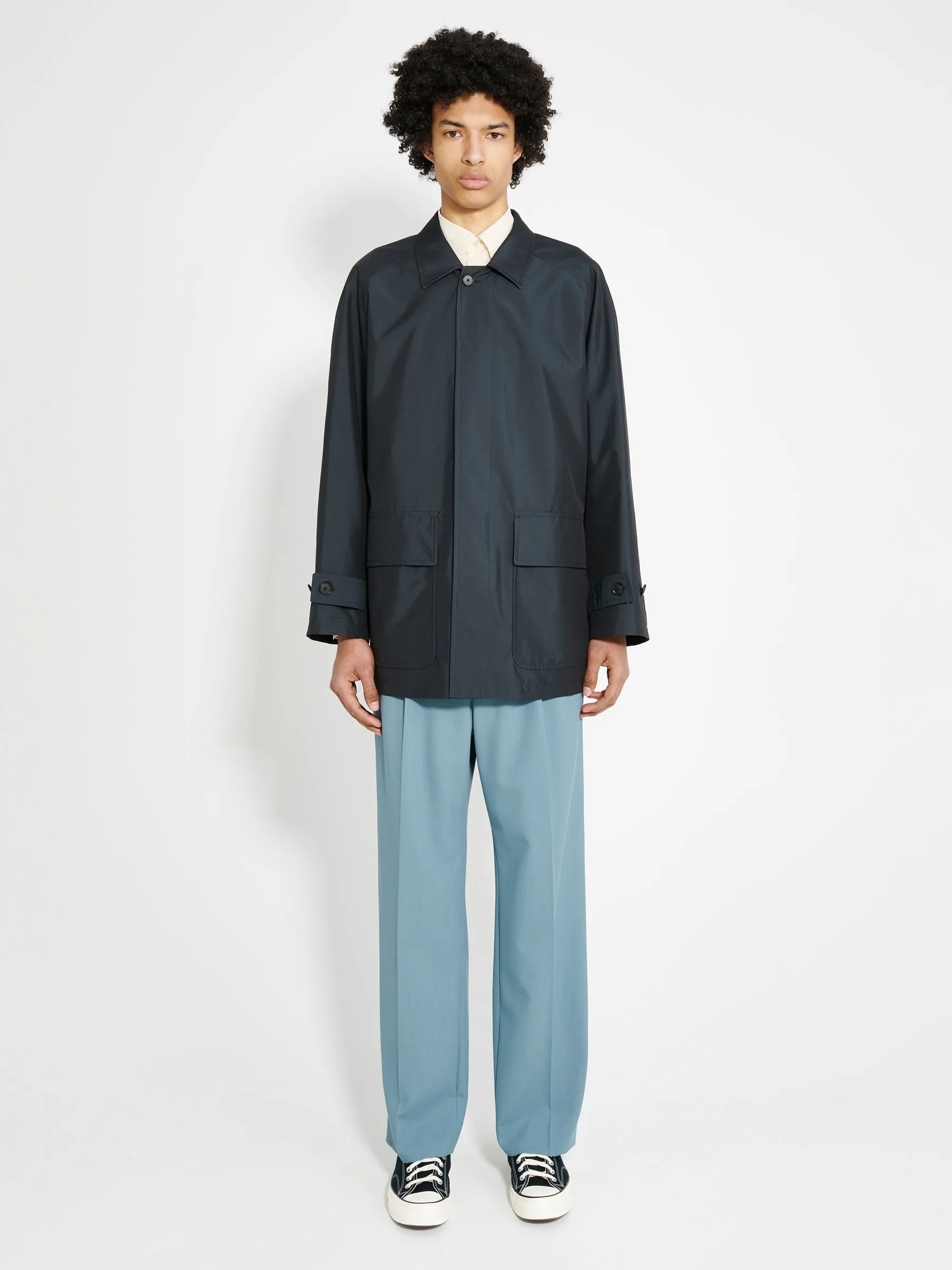 Auralee Finx Polyester Weather Chambray Blouson Black