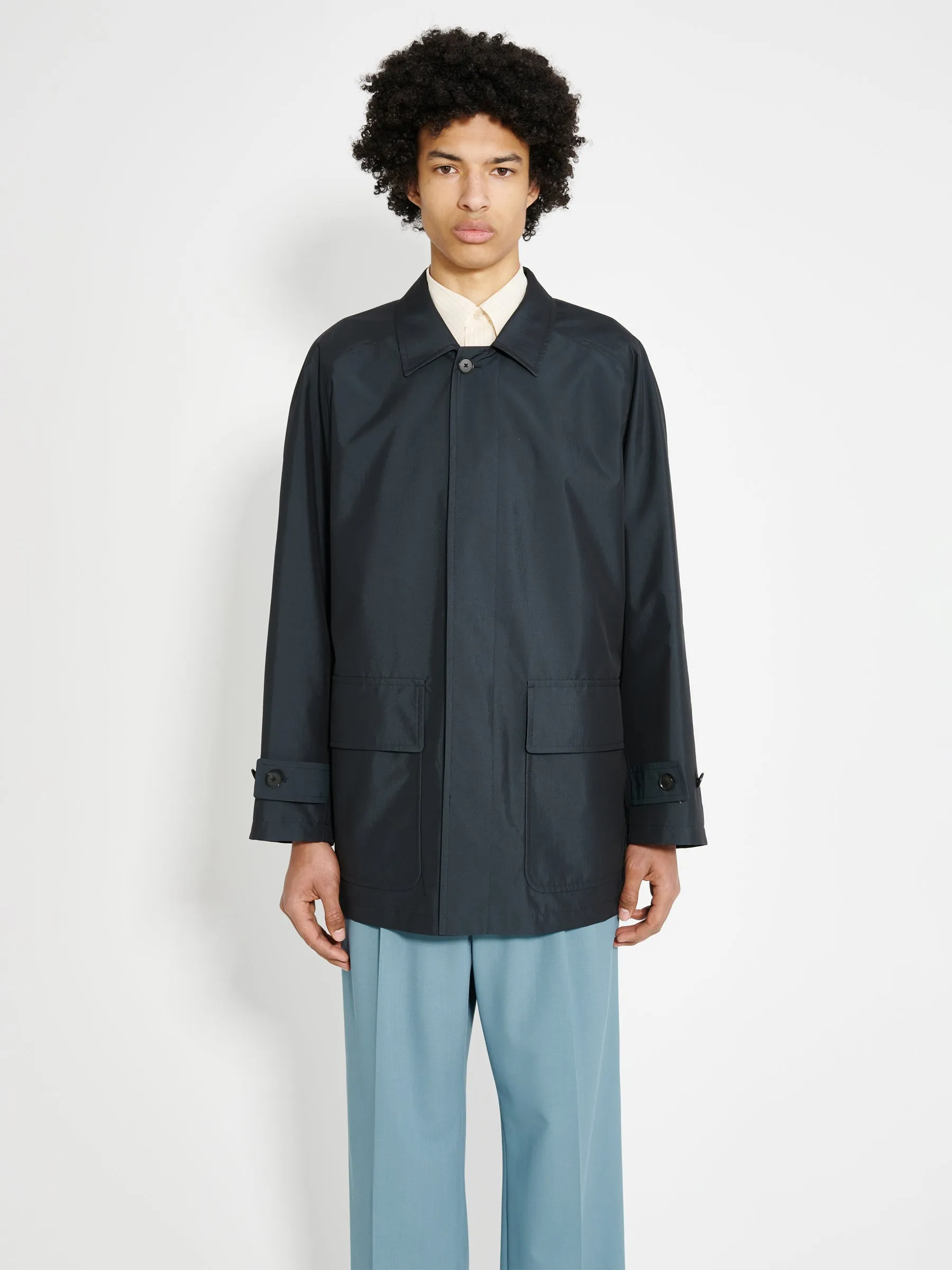 Auralee Finx Polyester Weather Chambray Blouson Black