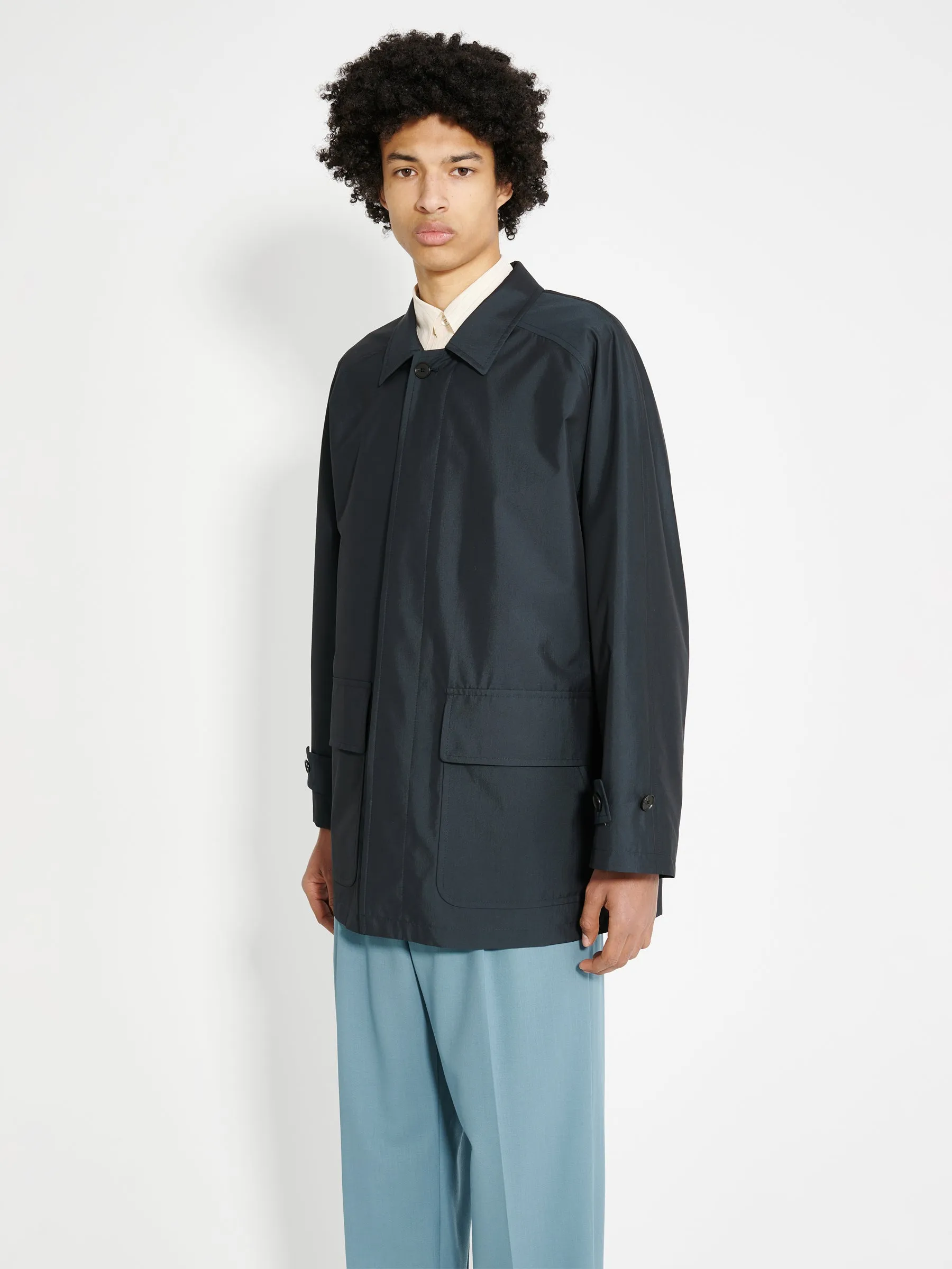 Auralee Finx Polyester Weather Chambray Blouson Black