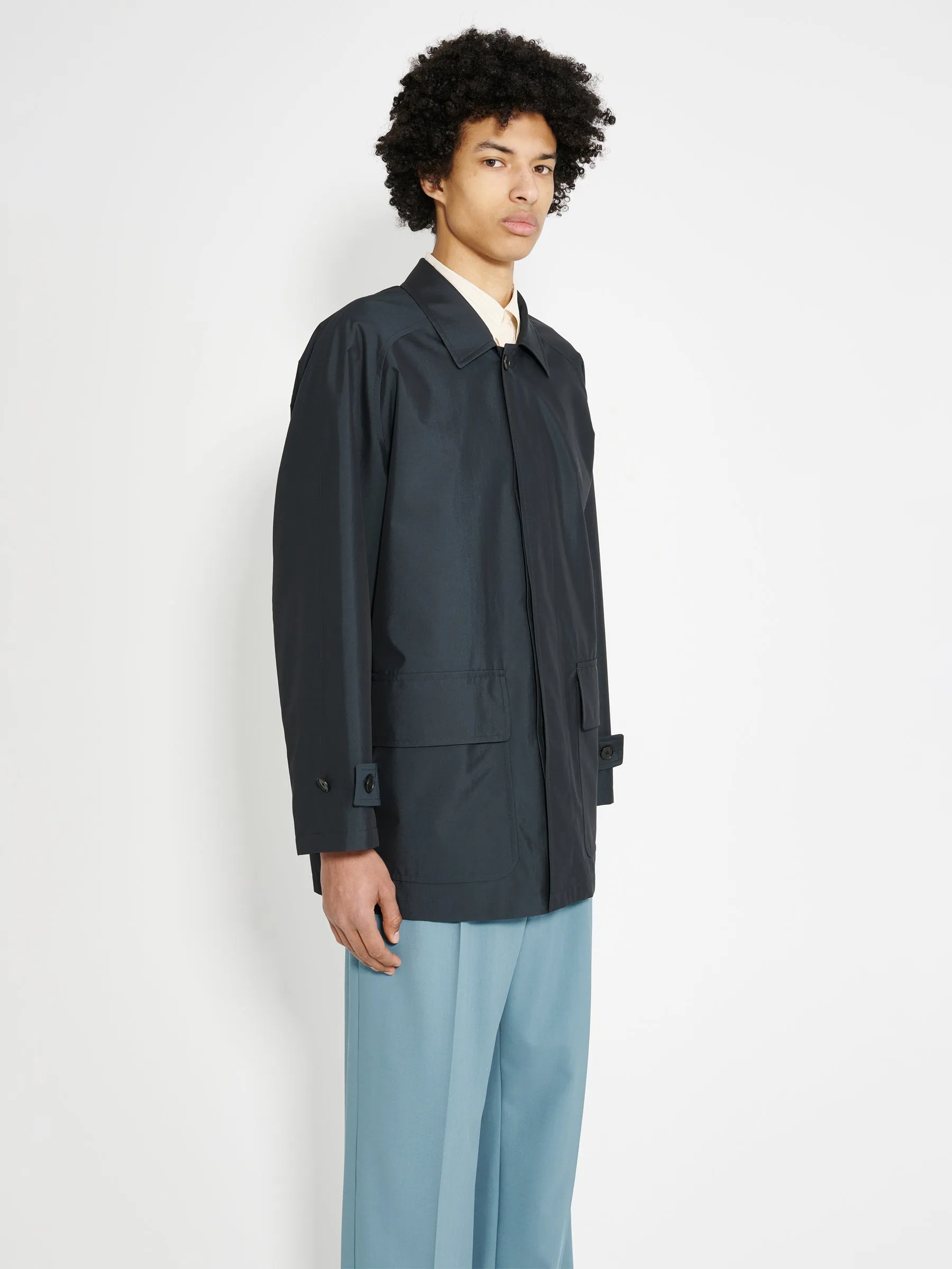 Auralee Finx Polyester Weather Chambray Blouson Black