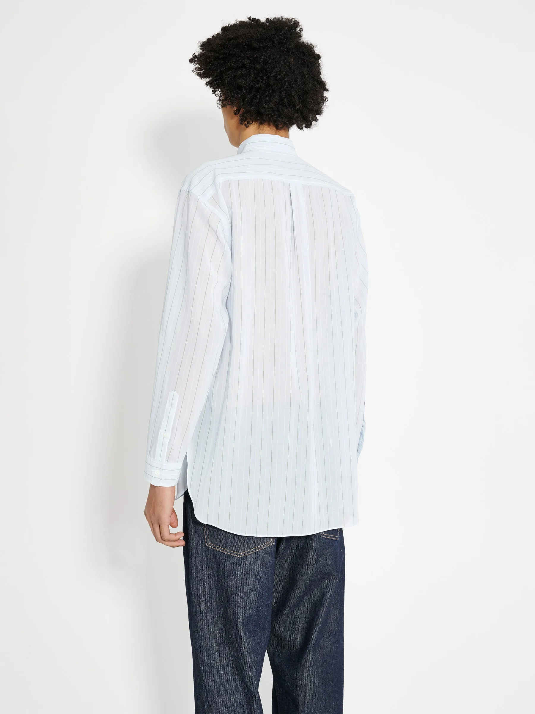 Auralee Hard Twist Finx Organdy Stripe Shirt Light Blue Stripe