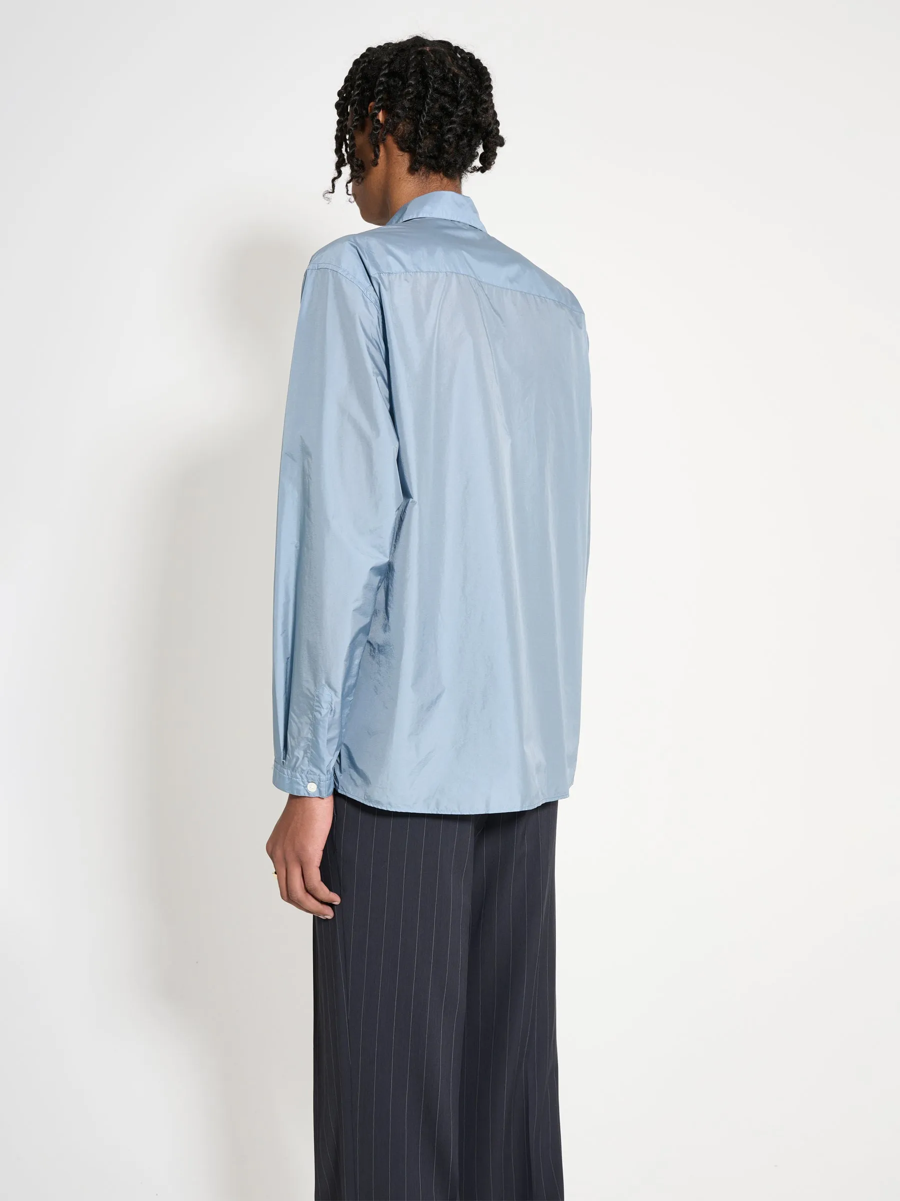 Auralee Light Nylon Zip Shirt Blue Grey