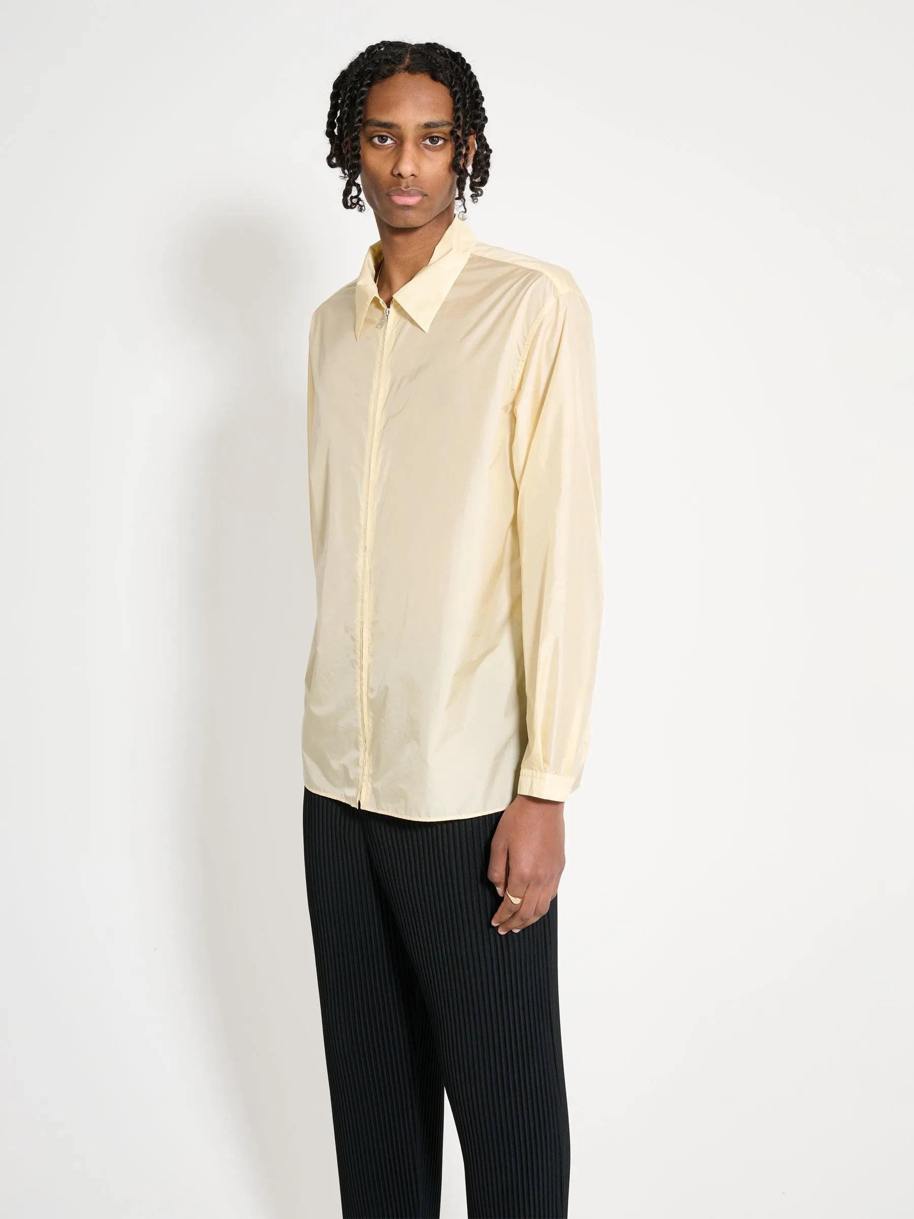 Auralee Light Nylon Zip Shirt Light Yellow