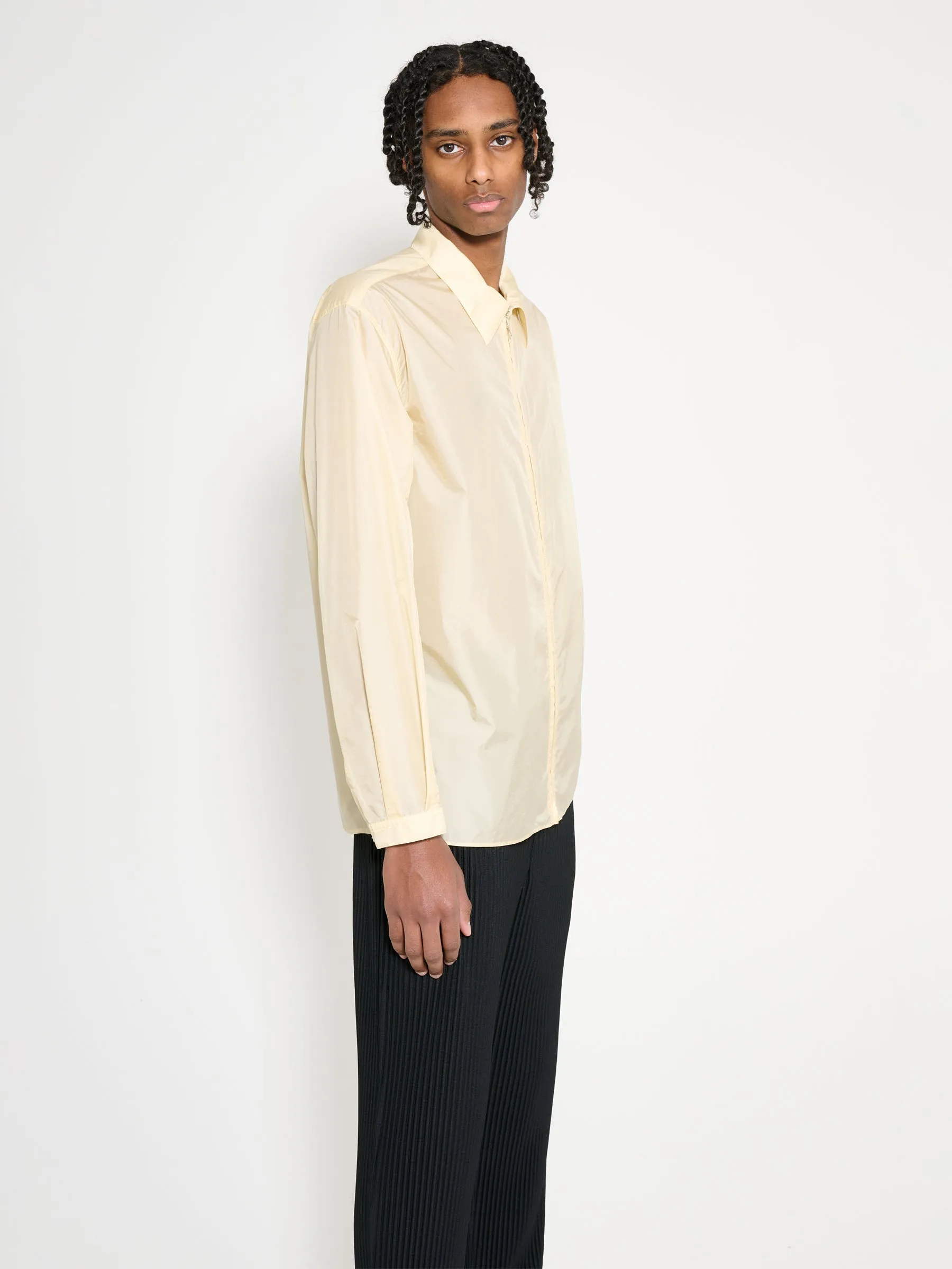 Auralee Light Nylon Zip Shirt Light Yellow