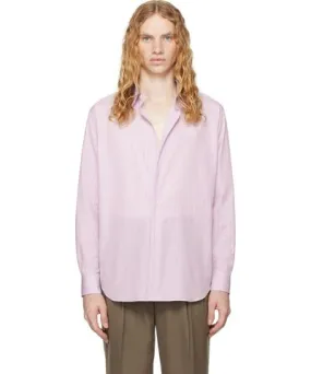 AURALEE Pink Suvin High Count Cloth Stripe Shirt