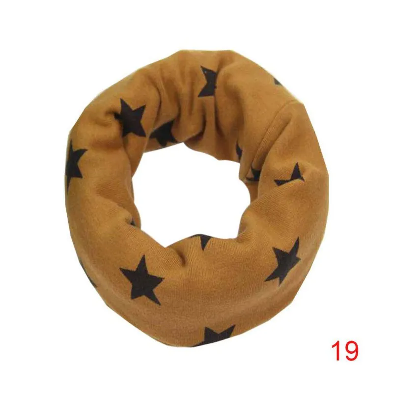 Baby Kids Cotton Scarf Boys Girl Star Printing O Ring Children Collar Child Neckerchief Scarves SM6