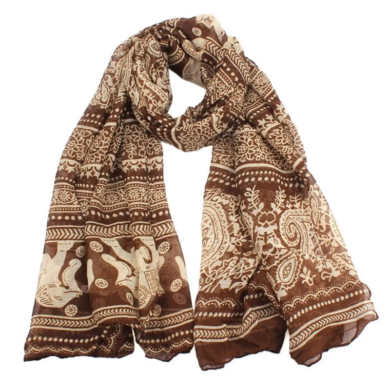 Beach Scarf From India Sexy Shawls and Scarves Loose Casual poncho Neck Stole Elephant Print Long Scarfs Wrap Pashmina