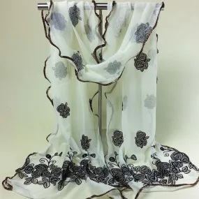 Beach Women Vintage Scarf From India Sexy poncho Loose Scarves Lace Shawl Gauze Rose Flower Veil Scarfs Wrap