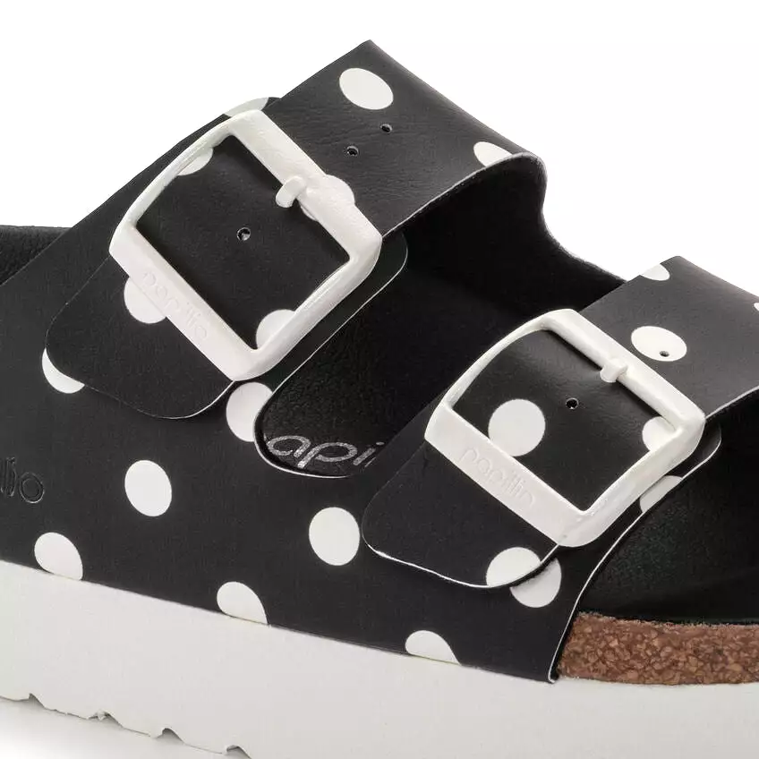 Birkenstock Women's Arizona Platform Birko-Flor (Black White Dots - Narrow Fit)