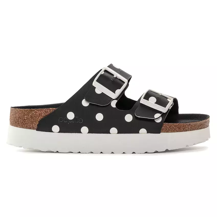 Birkenstock Women's Arizona Platform Birko-Flor (Black White Dots - Narrow Fit)