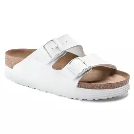 Birkenstock Women's Arizona Platform Vegan Birko-Flor (White - Narrow Fit)