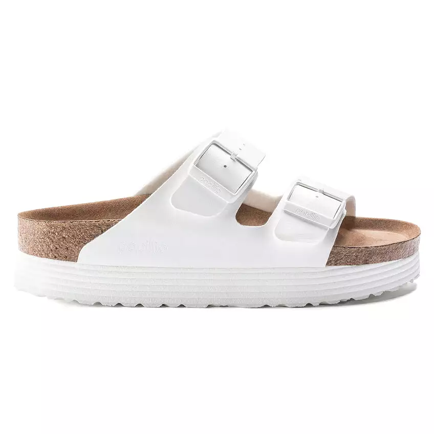 Birkenstock Women's Arizona Platform Vegan Birko-Flor (White - Narrow Fit)