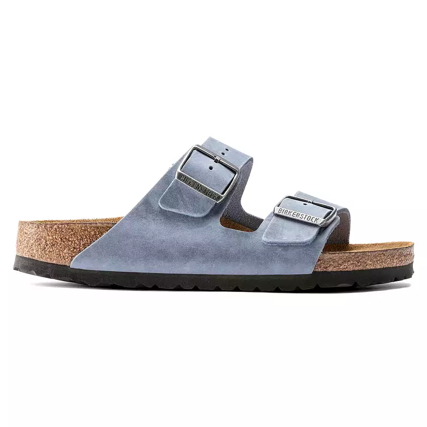 BIRKENSTOCK Women's Arizona Soft Footbed Oiled Leather (Dusty Blue - Narrow Fit)