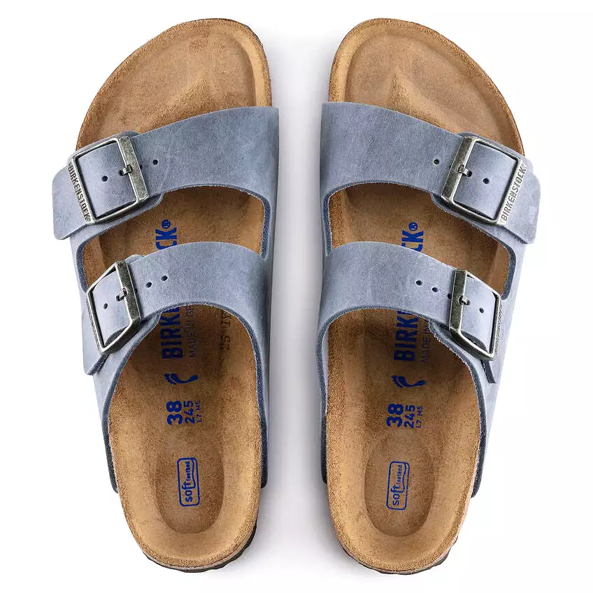 BIRKENSTOCK Women's Arizona Soft Footbed Oiled Leather (Dusty Blue - Narrow Fit)