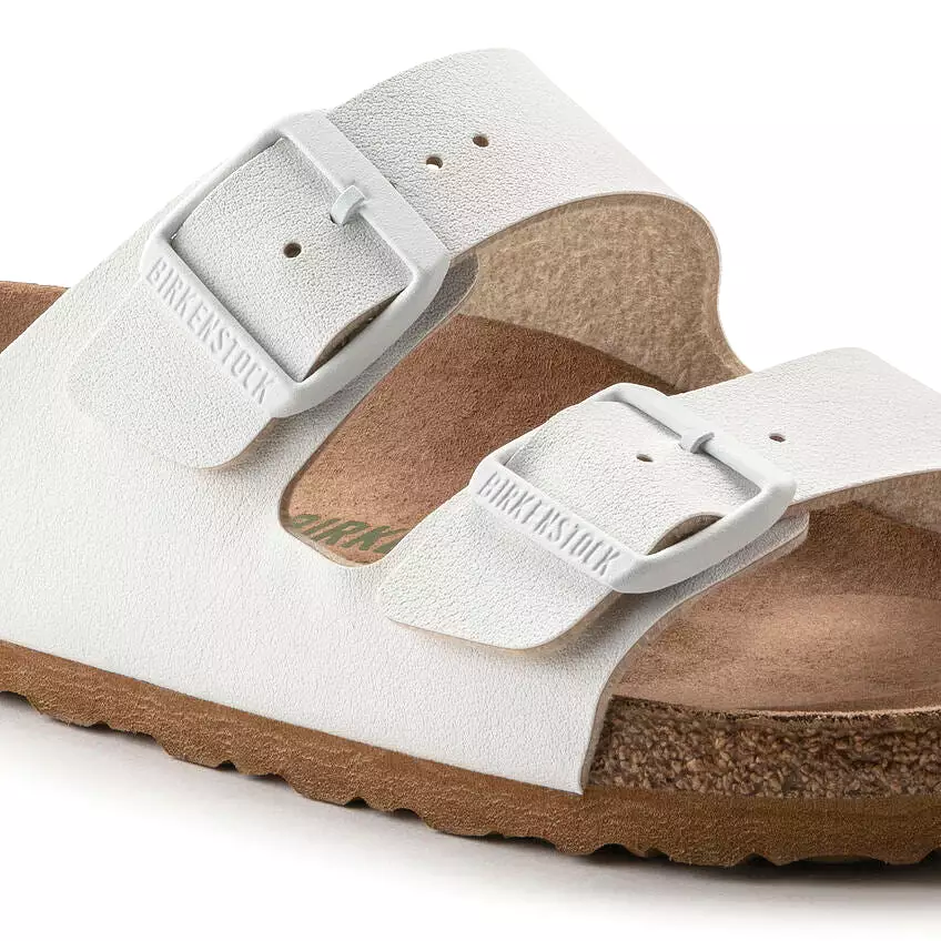 BIRKENSTOCK Women's Arizona Vegan Birkibuc (White - Narrow Fit)