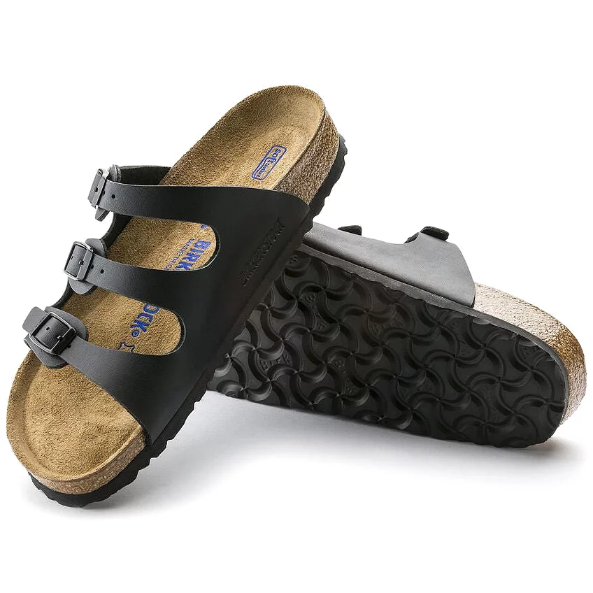 Birkenstock Women's Florida Soft Footbed - Black Birko-Flor