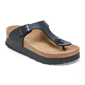 Birkenstock Women's Gizeh Flex Platform Birko-Flor (Black - Regular fit)