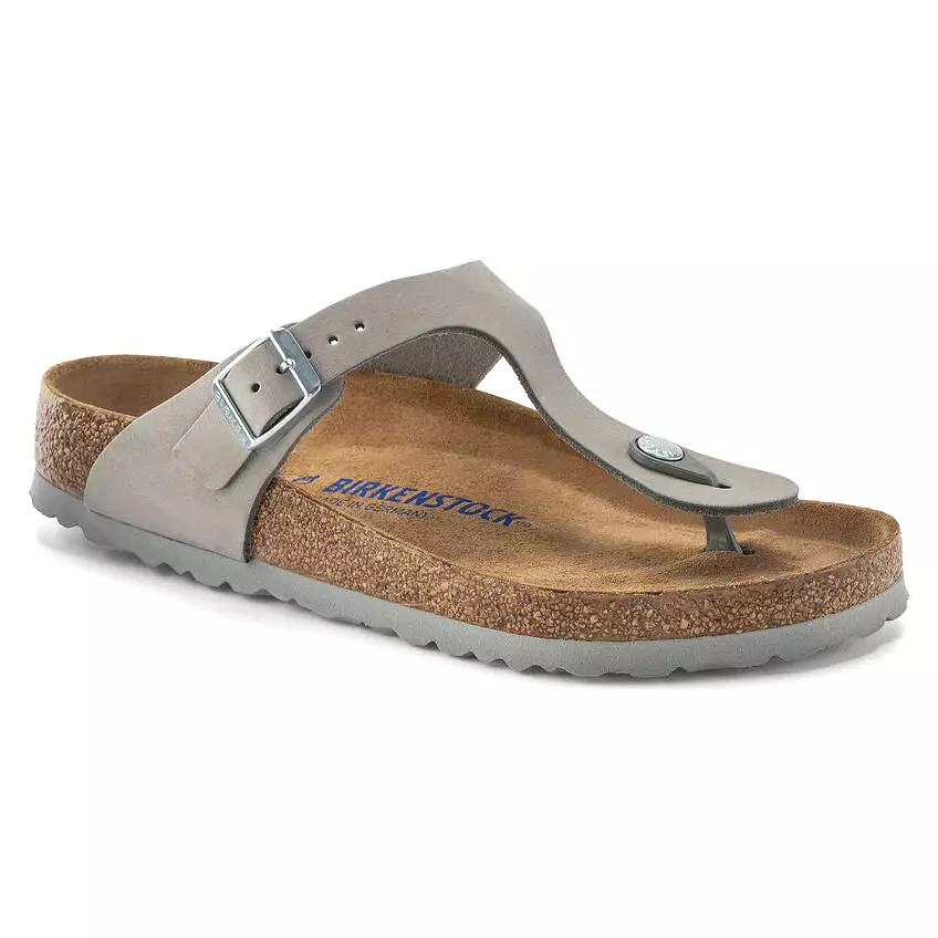 Birkenstock Women's Gizeh Soft Footbed Nubuck Leather (Dove Gray - Wide Fit)