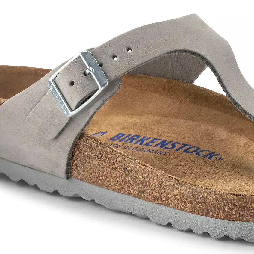 Birkenstock Women's Gizeh Soft Footbed Nubuck Leather (Dove Gray - Wide Fit)