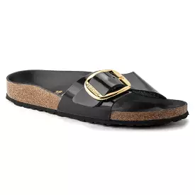 BIRKENSTOCK Women's Madrid Big Buckle Natural Leather Patent (High Shine Black - Narrow Fit)