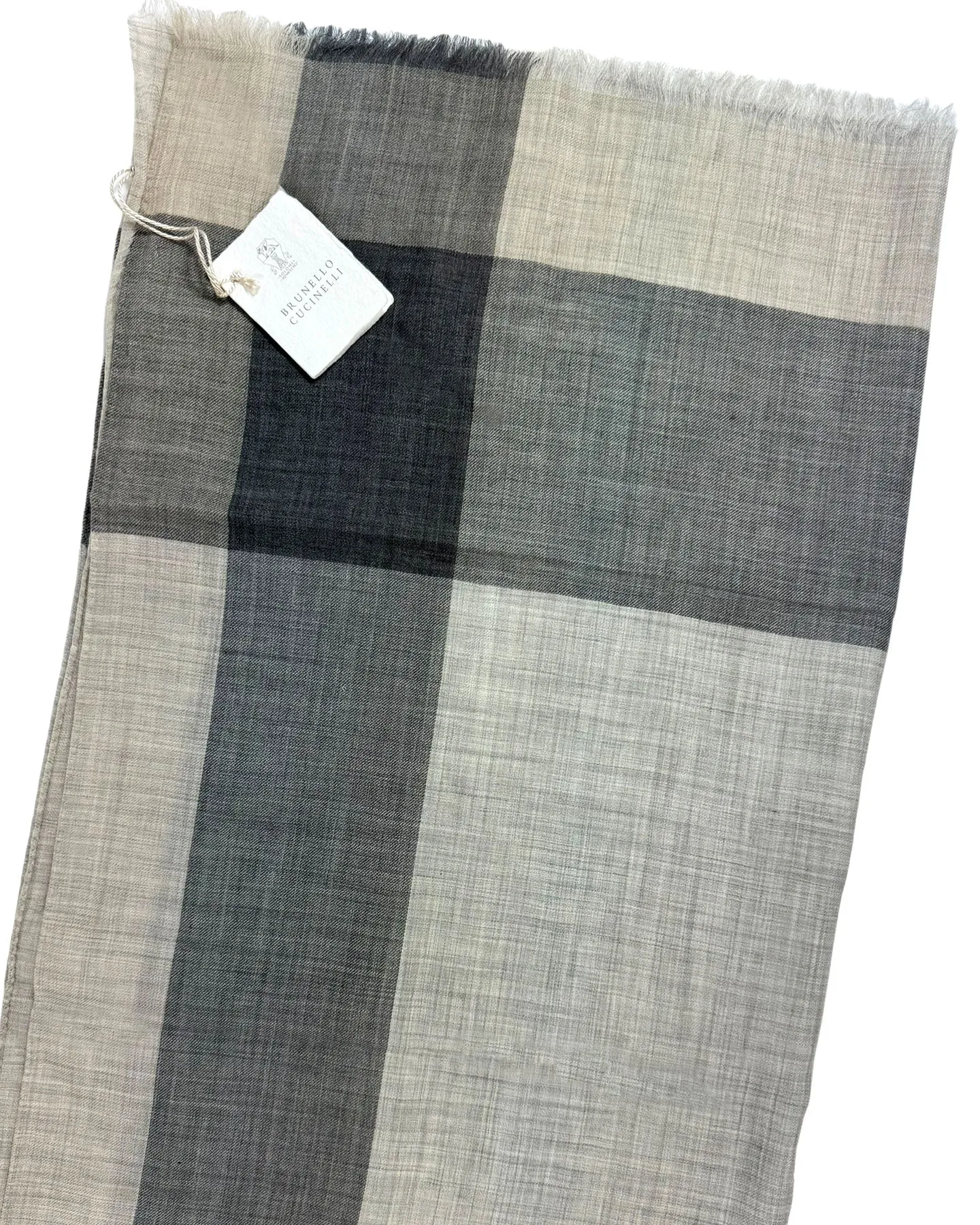 Brunello Cucinelli Scarf Gray Black Beige Color Block - Luxury Cashmere Men Shawl