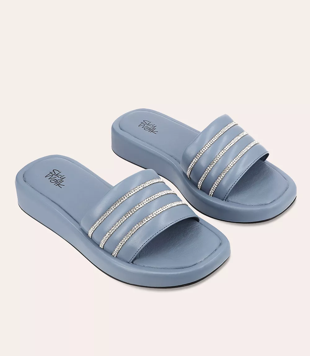 BW7354-BLUE-Women Comfort Slipper