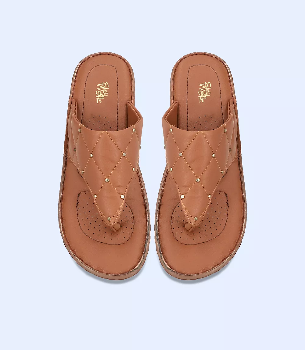 BW7532-BROWN-Women Comfort Chappal