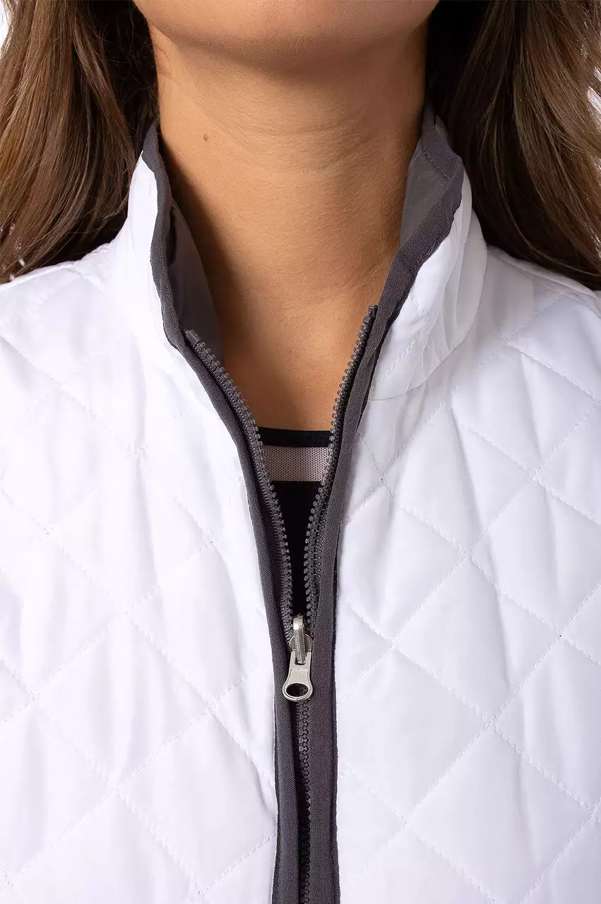 Charcoal/White Reversible Quilted Wind Vest