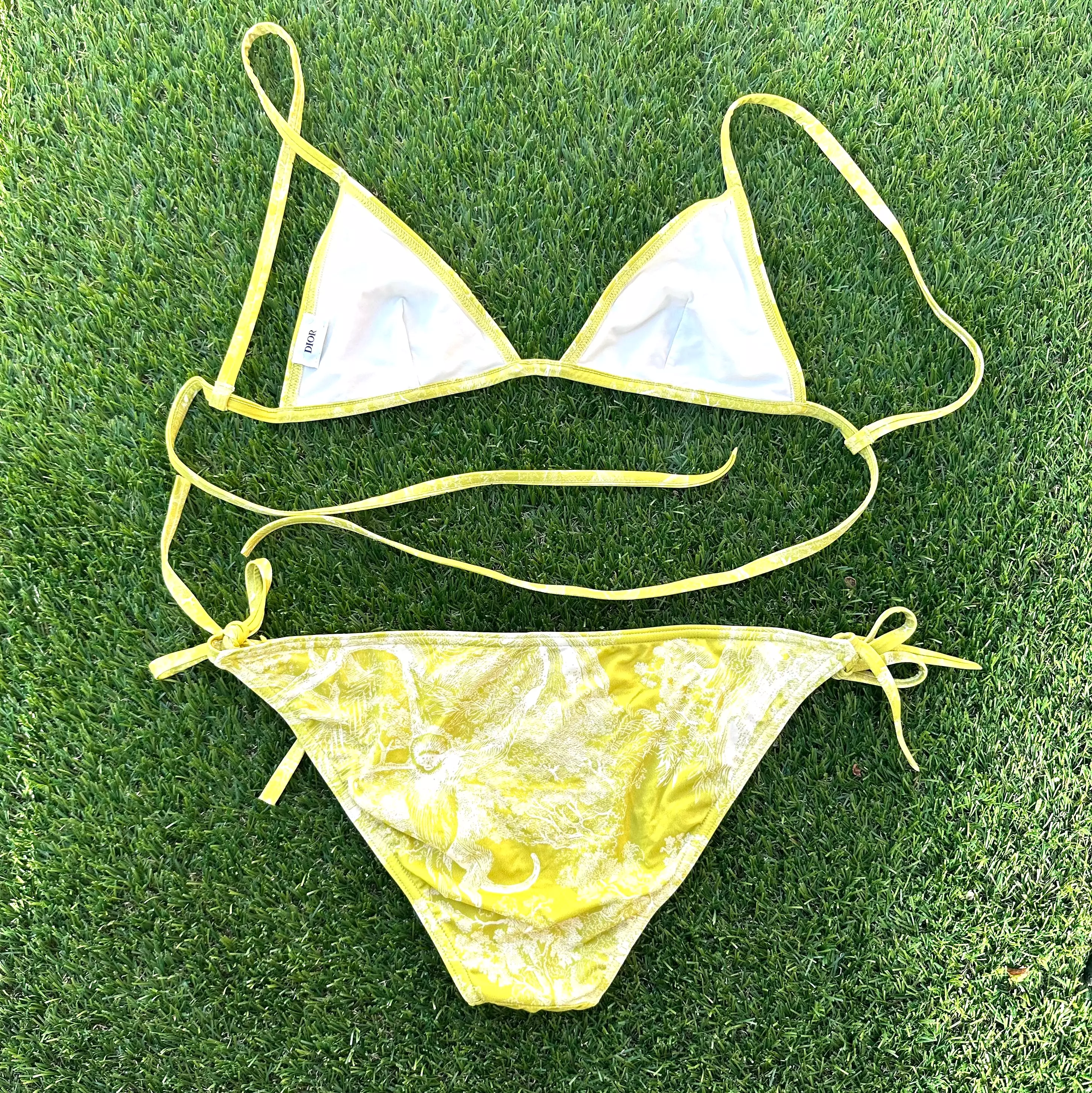 CHRISTIAN DIOR - TWO PIECES BIKINI TOILE DE JOUY LIME SIZE S