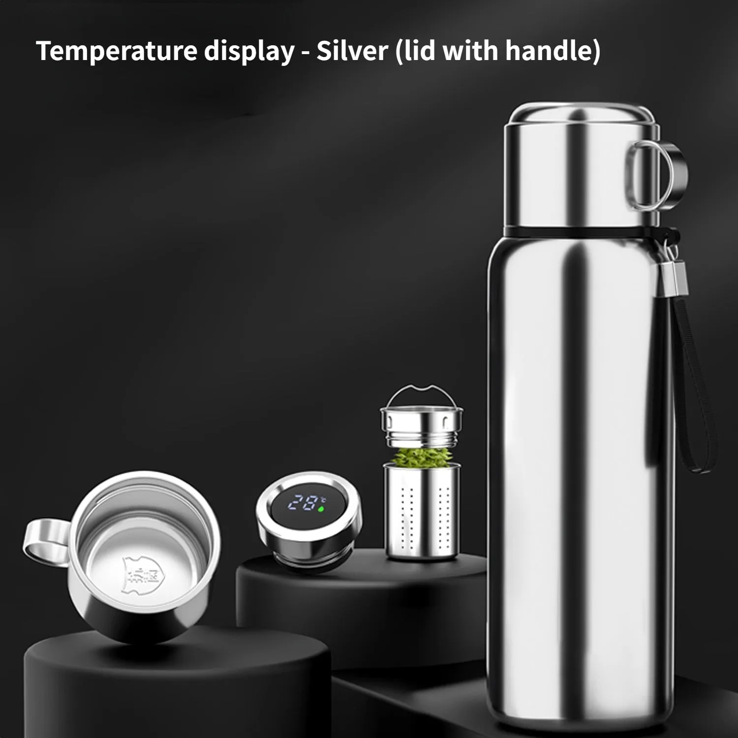 Digital Thermos Bottle With A Cup Temperature Display Intelligent