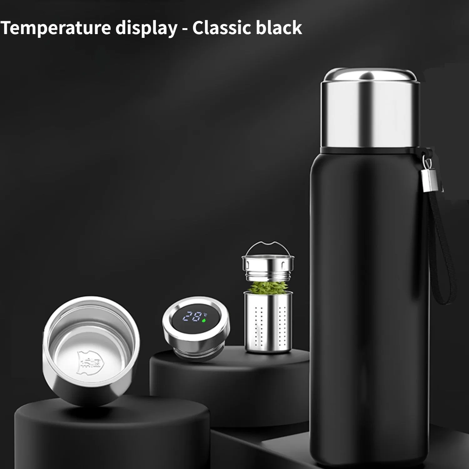 Digital Thermos Bottle With A Cup Temperature Display Intelligent