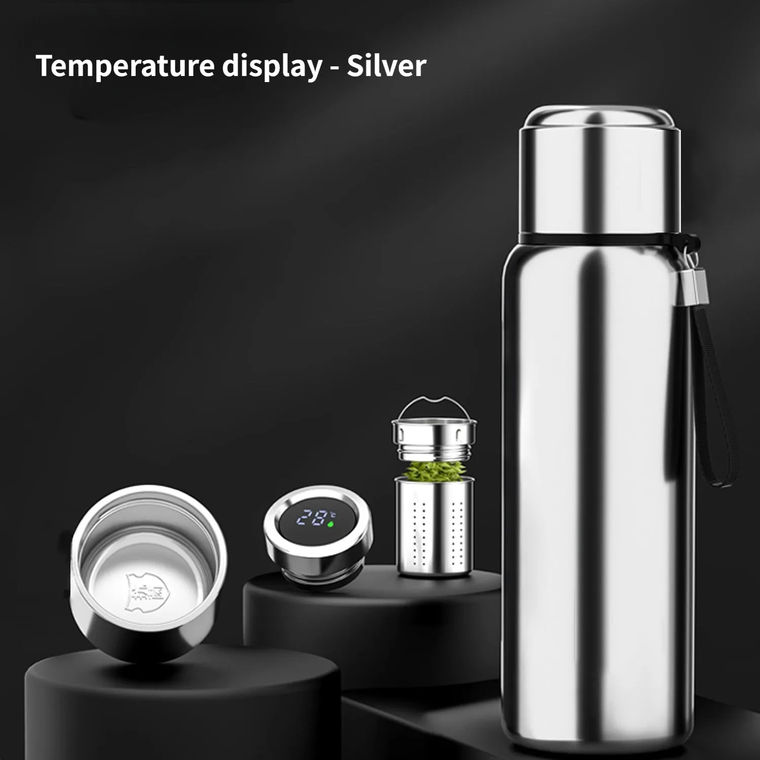 Digital Thermos Bottle With A Cup Temperature Display Intelligent