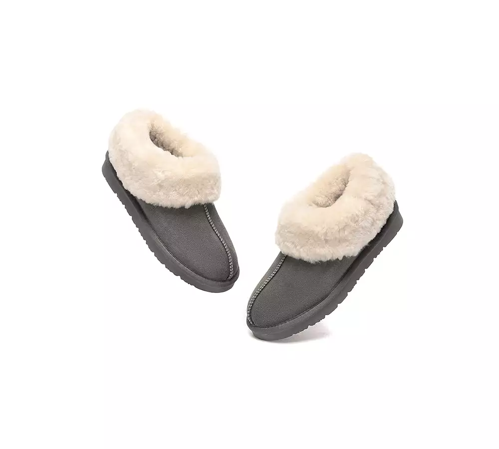 EVERAU UGG Sheepskin Wool Suede Ankle Slippers Homey