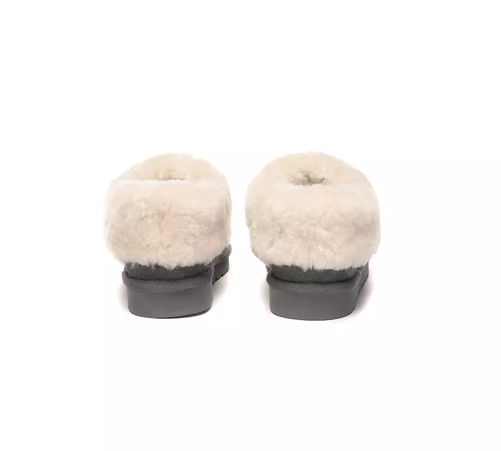 EVERAU UGG Sheepskin Wool Suede Ankle Slippers Homey