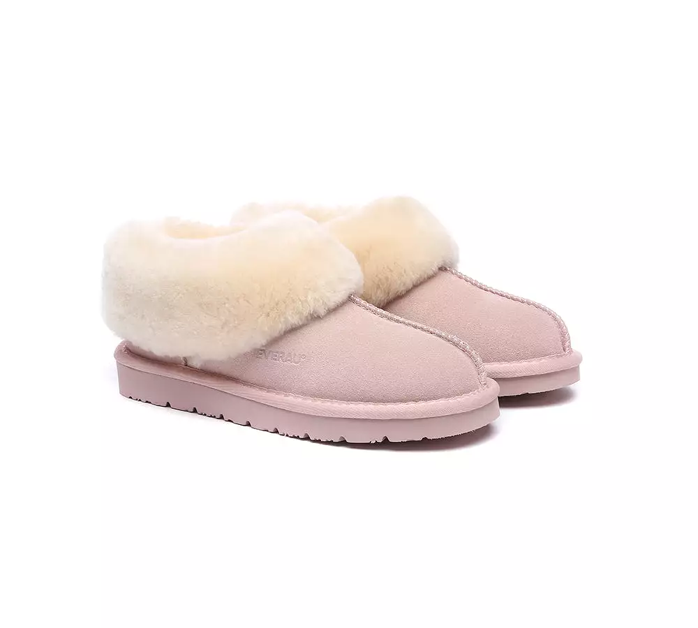 EVERAU UGG Sheepskin Wool Suede Ankle Slippers Homey