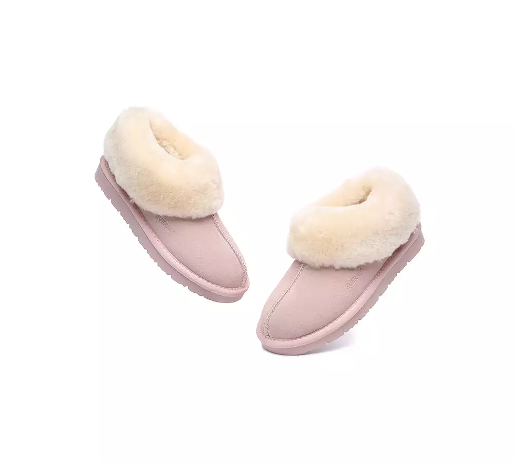 EVERAU UGG Sheepskin Wool Suede Ankle Slippers Homey